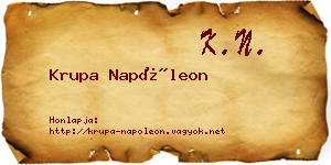Krupa Napóleon névjegykártya